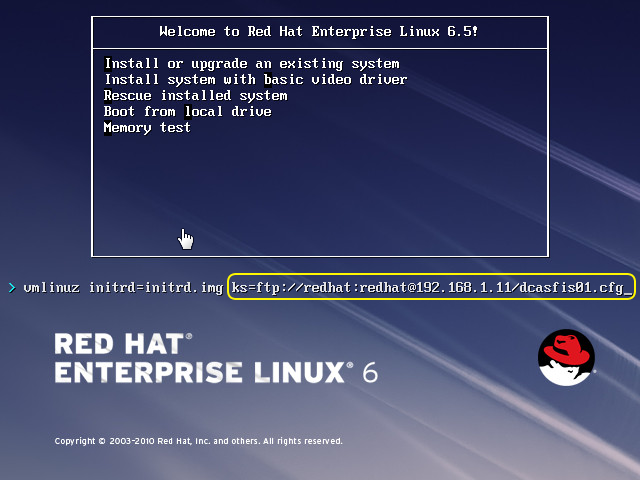 kickstart screen for linux file server